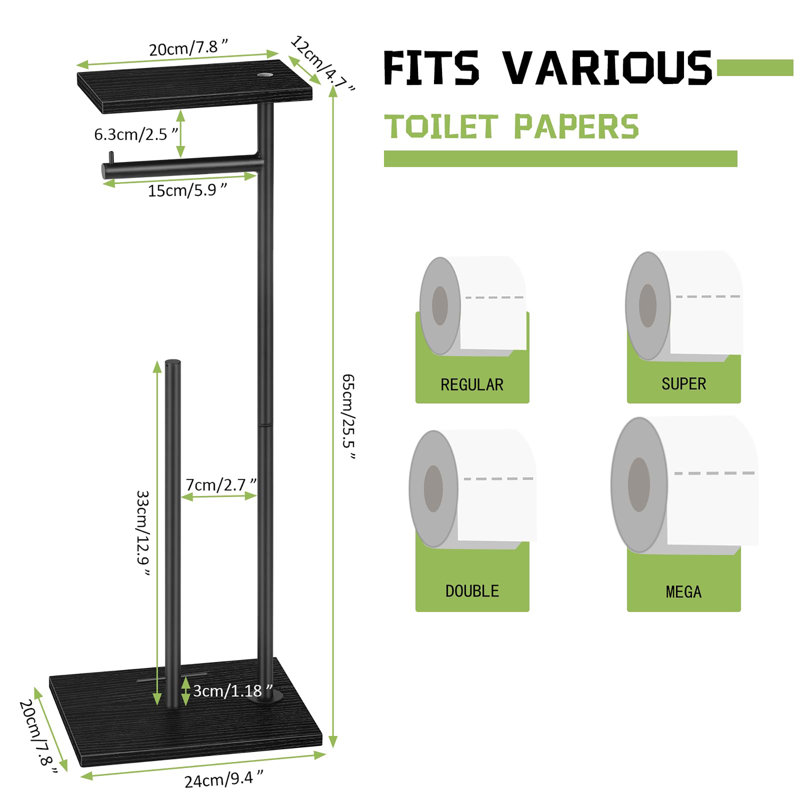 Free Standing Toilet Paper Holder, Black