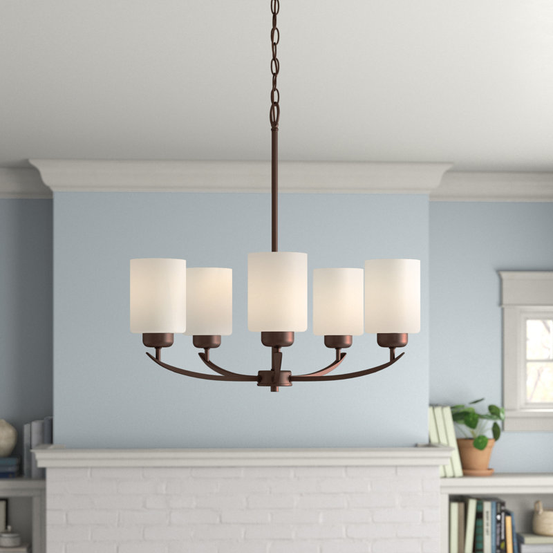 Lustre classique à 5 lumières avec abat-jour Bryker Woods, Bronze