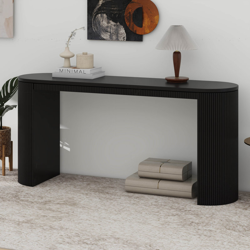 Console incurvée à rayures verticales uniques, Noir