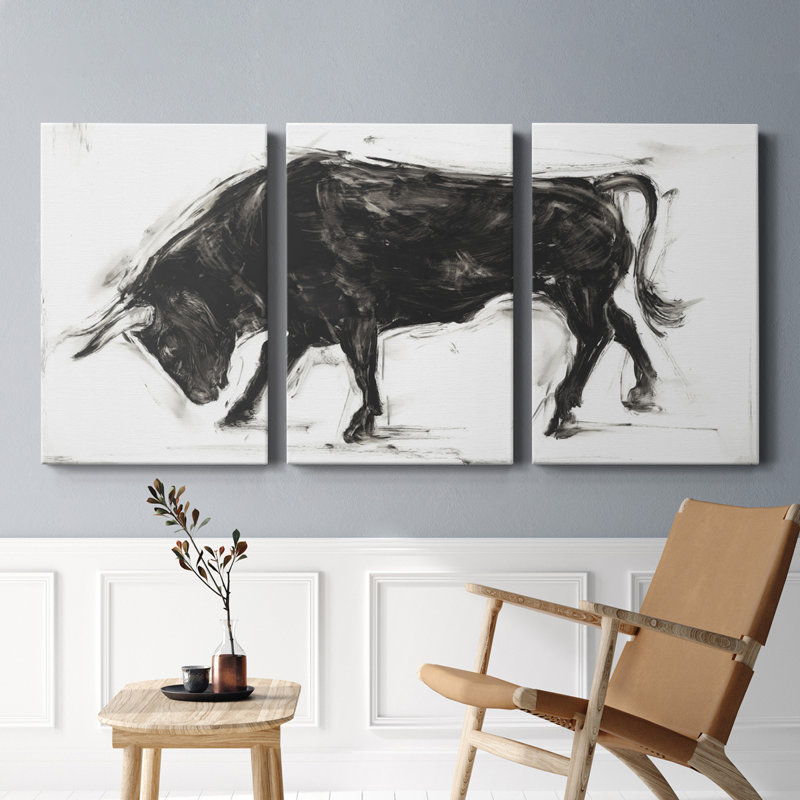 Toro I - Toile tendue avec châssis de qualité supérieure - Prêt à être accroché, H 27 po x l 54 po x P 1 po