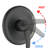7-setting Shower With Drill- Stainless Steel Rod And Matte Black Double Slide Bar Unit Two Heads 7 Modes