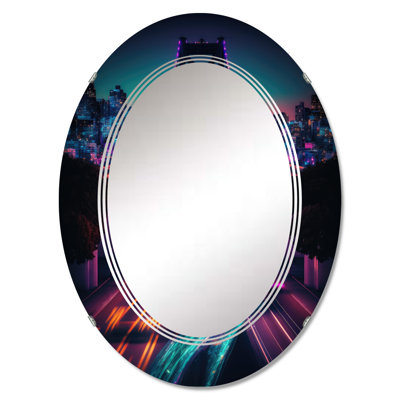 Quantis Futuristic San Francisco Neon I - City Wall Mirror