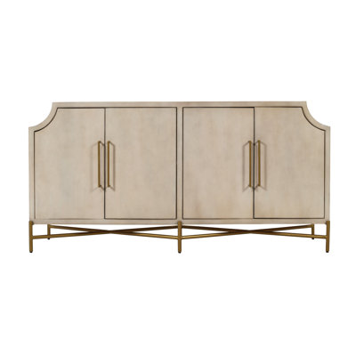 Coomer 80" Cream With A Brown Undertone 4-Door Media Credenza_Sideboard