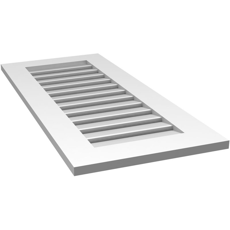 Évent à pignon fonctionnel en uréthane rectangulaire à fixation en surface, brun clair apprêté, H 40 po x l 18 po x P 1 po