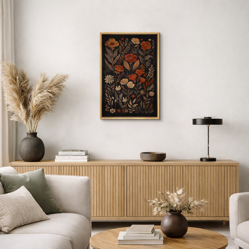 «Vibrant Wildflower Dark Moody Wildflower», art mural encadré, impression numérique sur toile, impression numérique sur toile