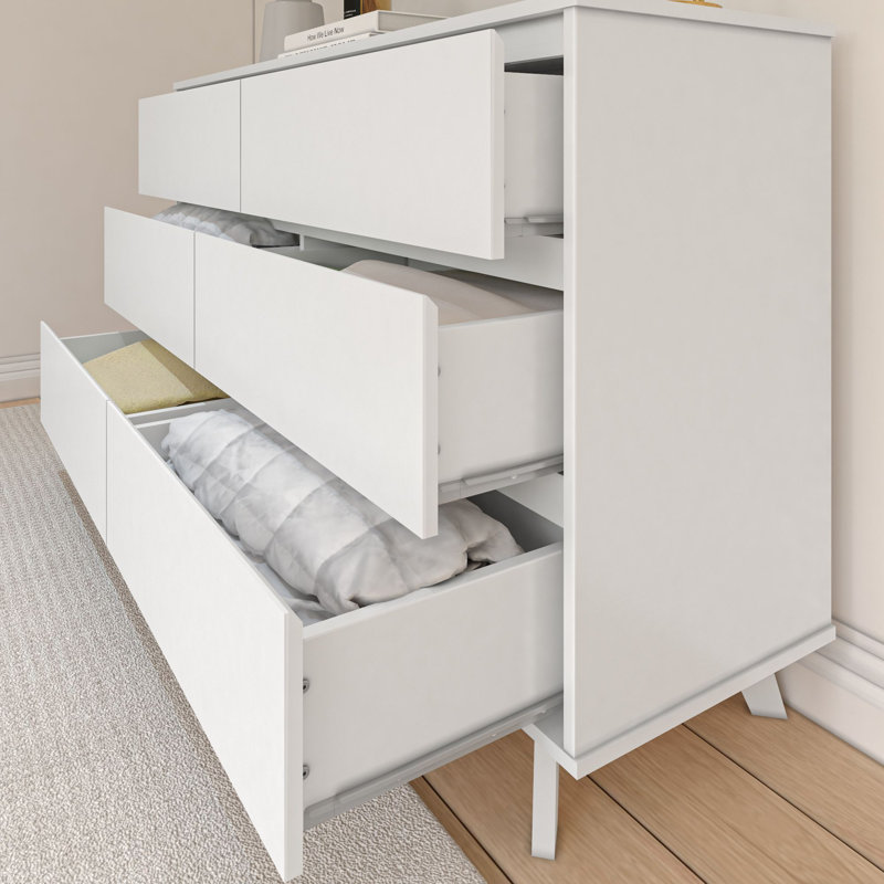Brubaker Solid Wood 52'' W 6 - Drawer Dresser, White