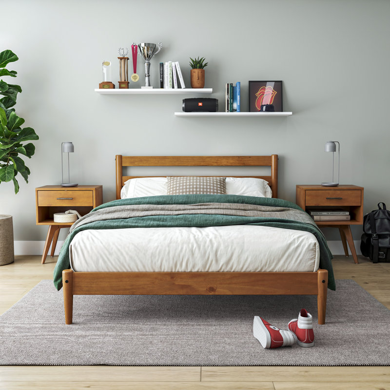 Lasher Twin Solid Wood Bed, Castanho, Full