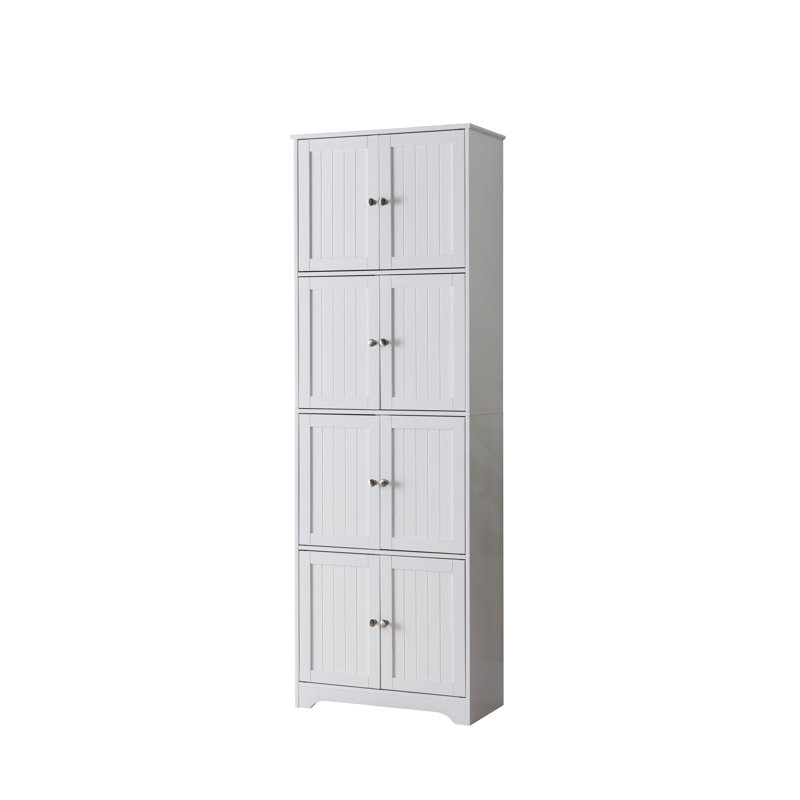 Gelantipy 4-Tier 68" Kitchen Pantry Storage Cabinet with 8 Doors, White