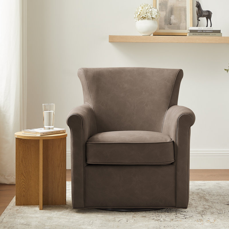 Madaket Vegan Leather Swivel Accent Chair, Espresso