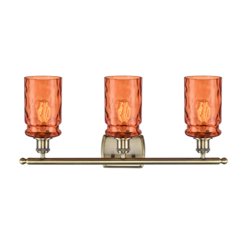 Éclairage pour meuble-lavabo 3 lumières à intensité réglable en laiton antique Wofford, Ampoule non incluse, Verre limpide