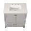 Meuble-lavabo autoportant de 30 po avec lavabo, comptoir en marbre d'ingénierie Carrara avec lavabo rectangulaire encastré en céramique, grande porte de rangement à fermeture en douceur, structure en bois massif, gris 24V03-30GR-121294606