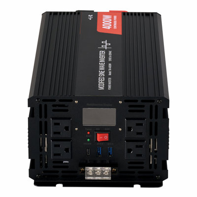 4000W Power Inverter, 12V DC to 120V AC Modified Sine Wave Inverter, Solar Car Charger Converter with LCD Display, Remote Control, 2 USB Ports, 4 AC Outlets, Type-C Port, for RV, Truck Outdoor