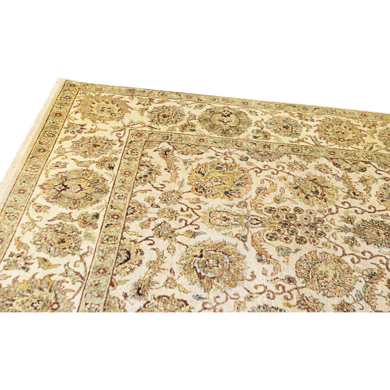 Tapis chameau et ivoire noué à la main de haute qualité