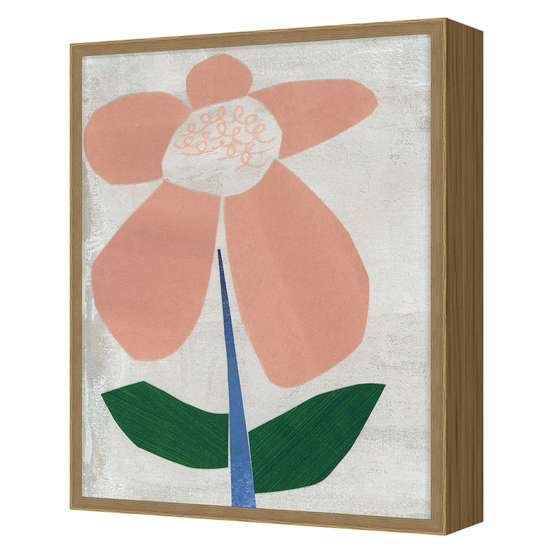 Flower Collage 7 Print by Renee Stramel, 46" H x 36" W x 2.38" D, Oak