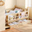 Lit pour enfant peu encombrant avec rangement, conception en bois massif, parfait pour une maison moderne