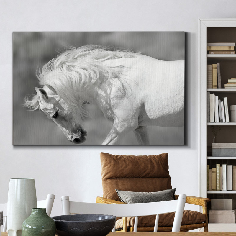 Étalon blanc - reproduction de photo sur toile tendue, H 48 po x l 32 po x P 1 po