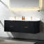 Meuble-lavabo suspendu de luxe de 60 po, entièrement assemblé, de style moderne du milieu du siècle, avec vasques assorties.