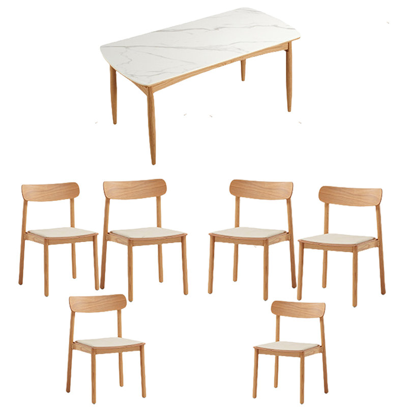 Simple modern rockplate dining table sets, 29.68"H x 62.99"L x 31.49"W