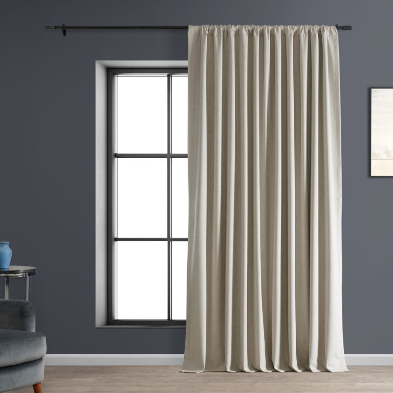 Dondie Extra Wide Performance Polyester Hotel Blackout Curtains - Single Panel Drapes, 100" W x 84" L, Light Beige