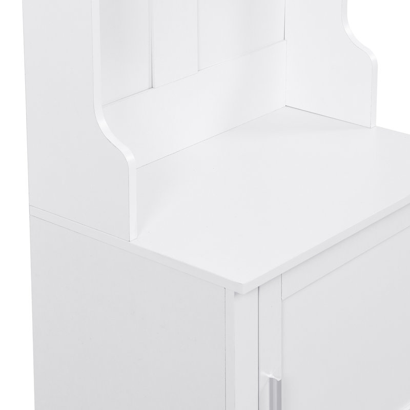 On-trend Multi-functional Entryway Hall Tree With Storage, Bench, Coat Rack, And Shoe Cubbies In White