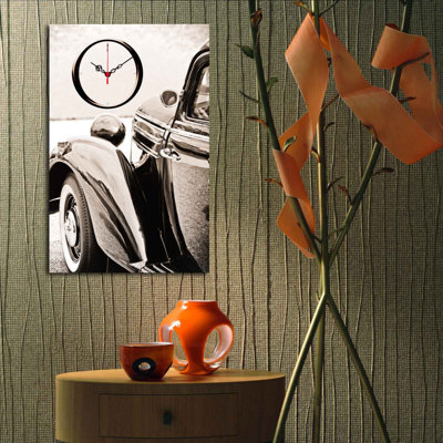 Horloge murale 17,7 po x 27,6 po Elegant 100% toile de suède, cadre 100% bois (épaisseur: 1,2 po) | Décoration élégante pour le salon, la chambre à coucher et le bureau, pièce unique et fonctionnelle