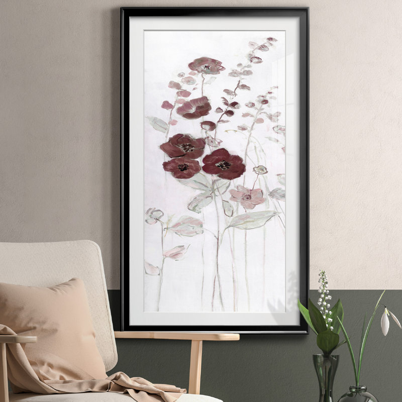 Fields of Burgundy Blush I - Cadre photo, reproduction d'art sur papier, H 10,5 po x l 18,5 po x P 1,5 po, Papier noir