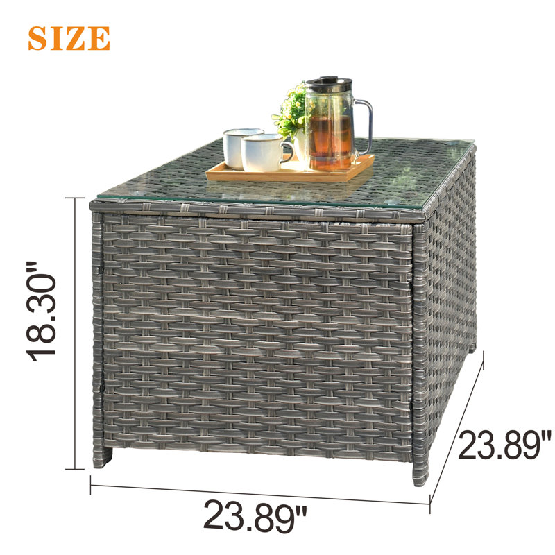 Kaniha Square Wicker Outdoor Coffee Table , 23.89'' in. W 23.89'' in. D, Gray