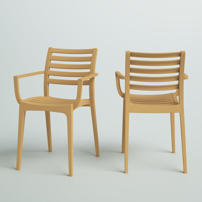 Melissus Stacking Patio Dining Armchair, Teak Brown