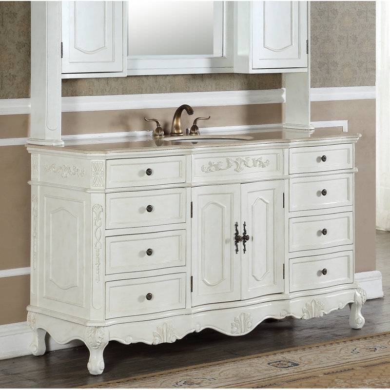 Ensemble de meuble-lavabo simple 60 po Burnet, Blanc antique