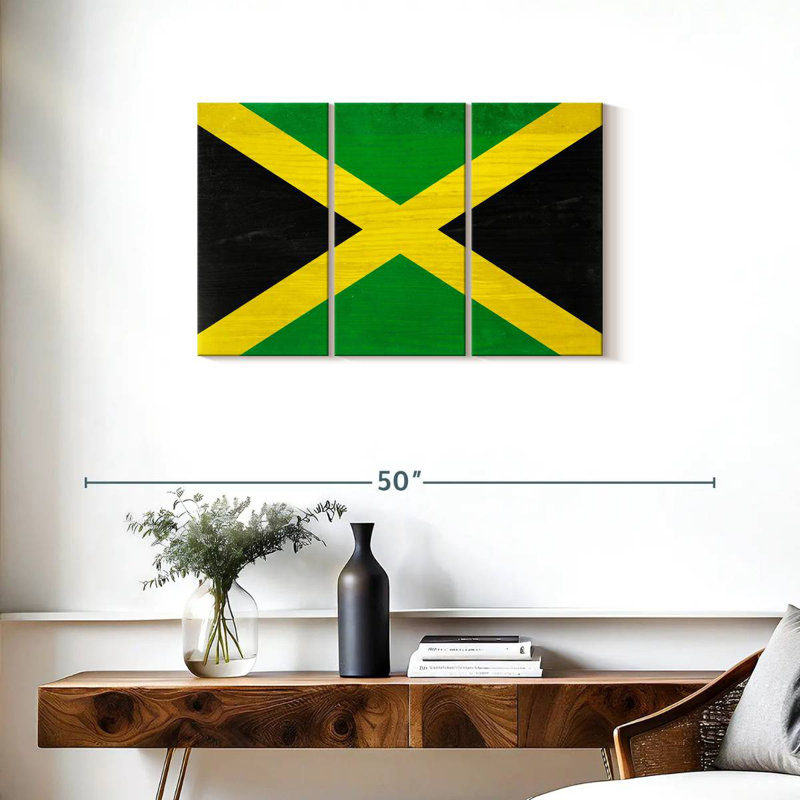 Borges Wood Jamaica Flag, 20" H x 33" W