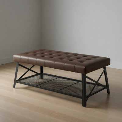Tufted Faux Leather Like Upholstered Coffee Table