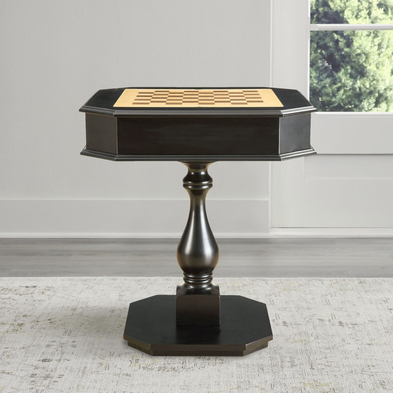 Table de jeu 3 en 1 - table d'échecs, table d'échecs, backgammon, damier (Fingures d'échecs non incluses), Noir satiné