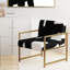 Chaise avec accoudoirs rembourrée dorée Uhler-315167036