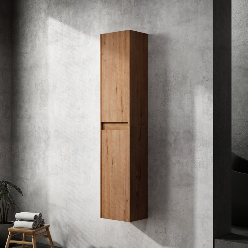 12" Bathroom Side Cabinet, 2-Soft Close Doors, Float Mounting Design