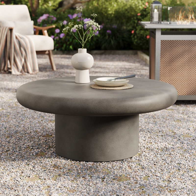 Argos Round 33.86'' Outdoor Coffee Table, Gray