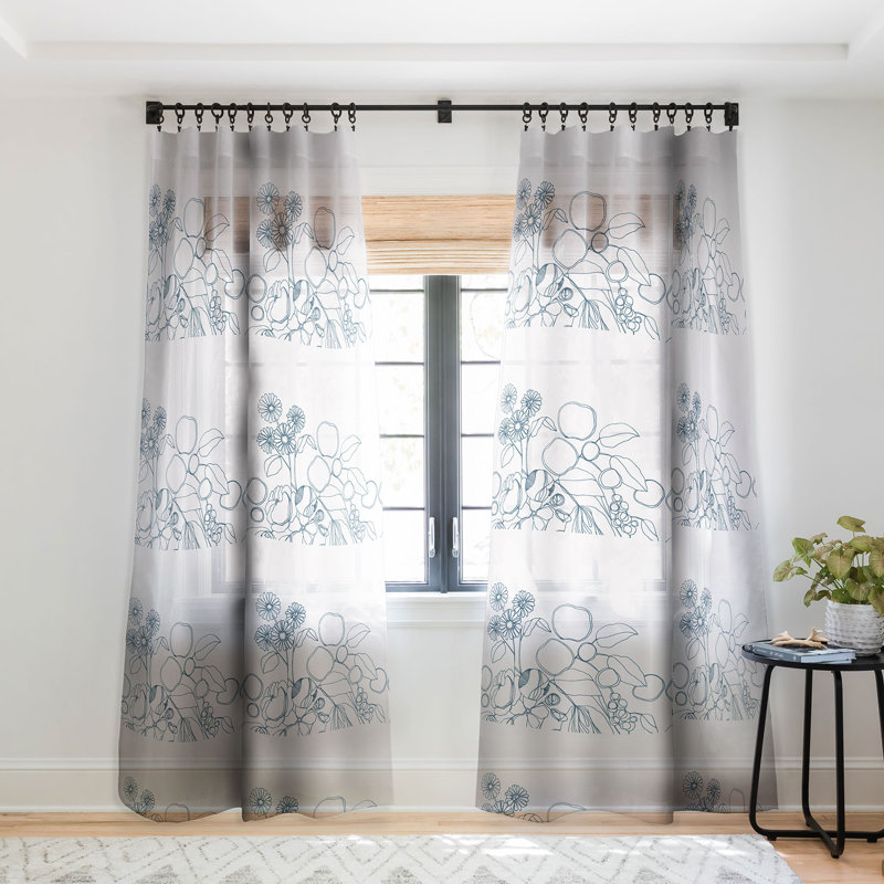 Cayenablanca Imaginary Flowers 1pc Sheer Window Curtain Panel, 50" x 84"