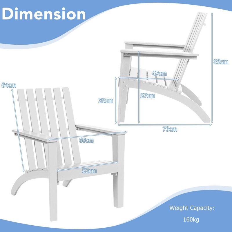 Outdoor Adirondack Chair, White