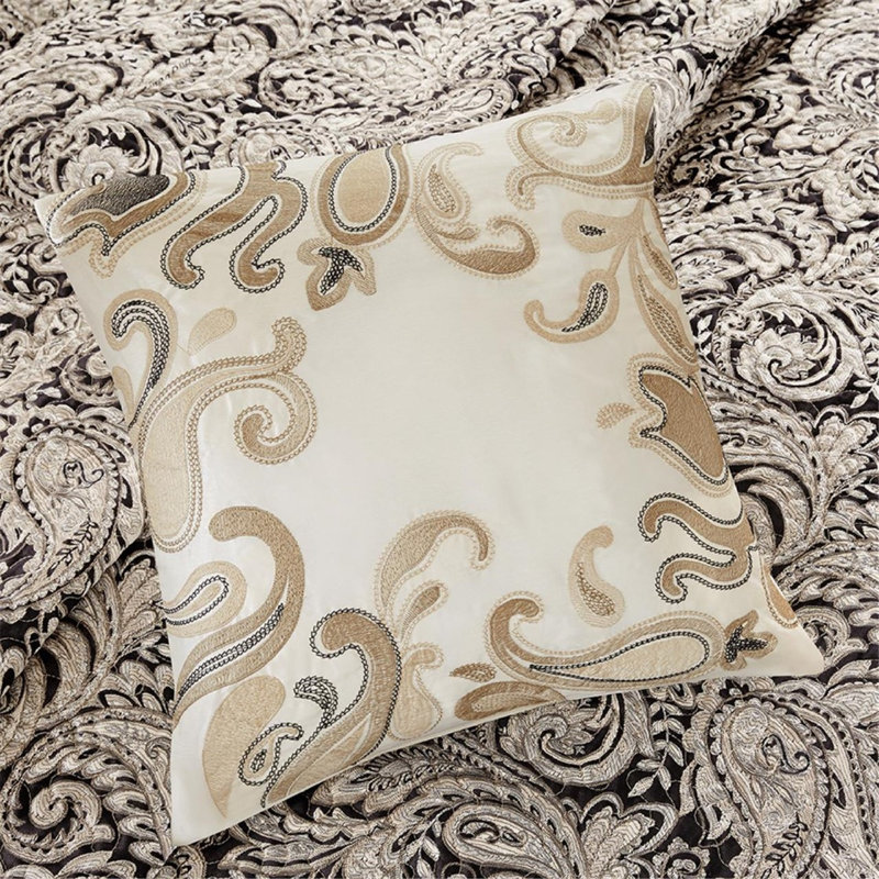 Ensemble de literie en coton luxueux, jacquard noir, style classique