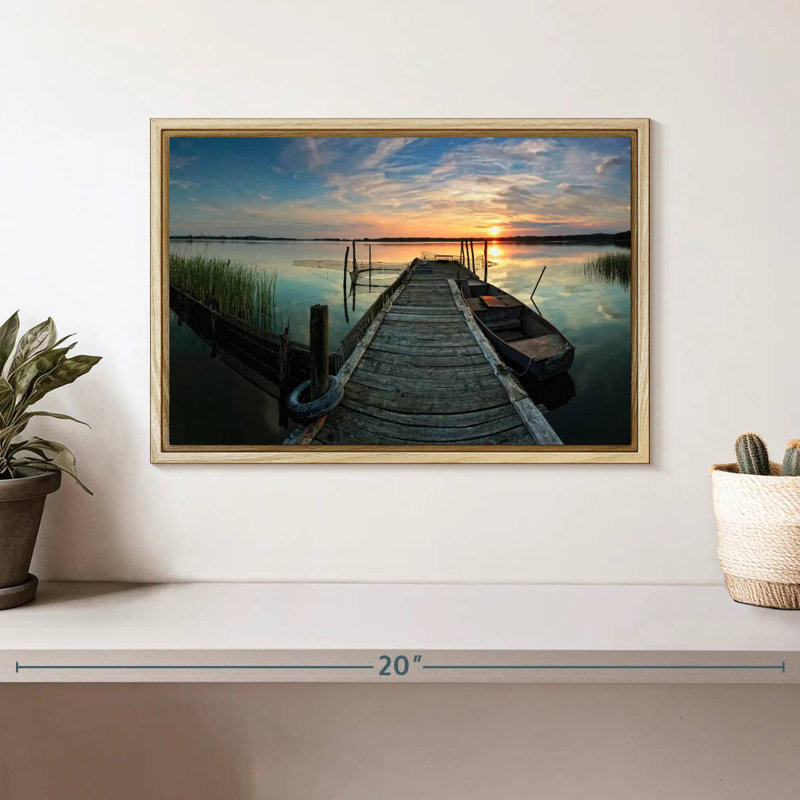 Fishing Trip, Floating Frame Natural Wood, 13" X 9"