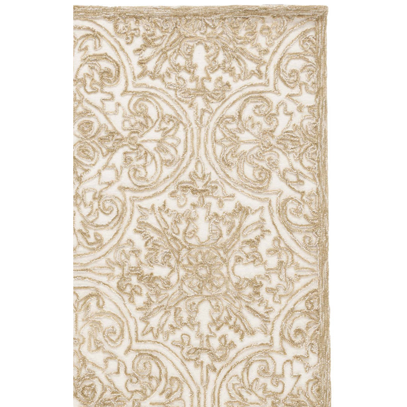 Laine touffetée à la main MSR Trace; Tapis damassé en coton et latex, Rectangle 3 pi x 5 pi