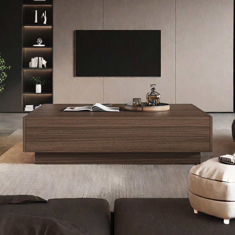 Creative minimalist square coffee table, Dark Walnut, Walnut