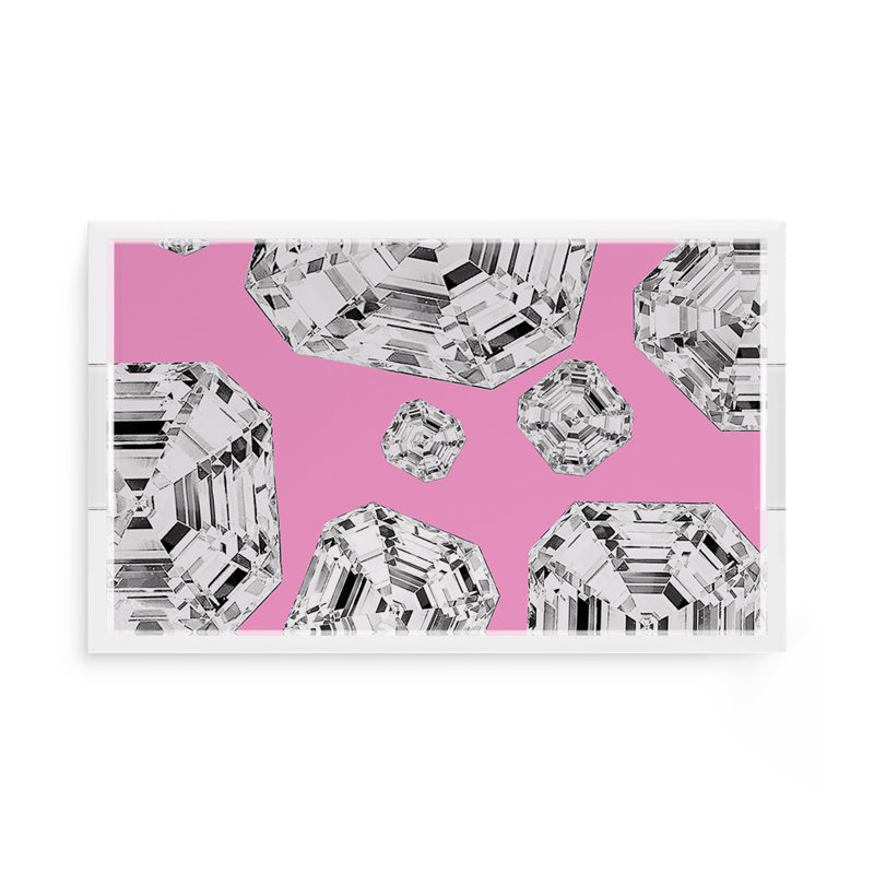 Decorative Tray, 17"W x 10.5"D x 2"H, Pink