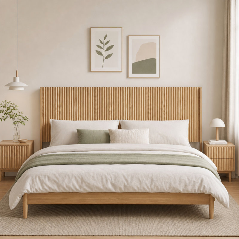 Tête de lit murale en bois de 165 cm avec station de recharge, style bohème moderne et champêtre (tête de lit seulement).