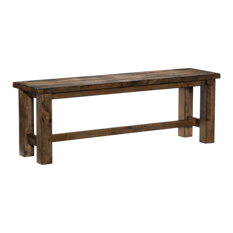 Banc en bois massif brun bruni pour salle à manger, style classique et transitionnel, capacité de poids de 300 lb, banc de salle à manger de 56,5 po