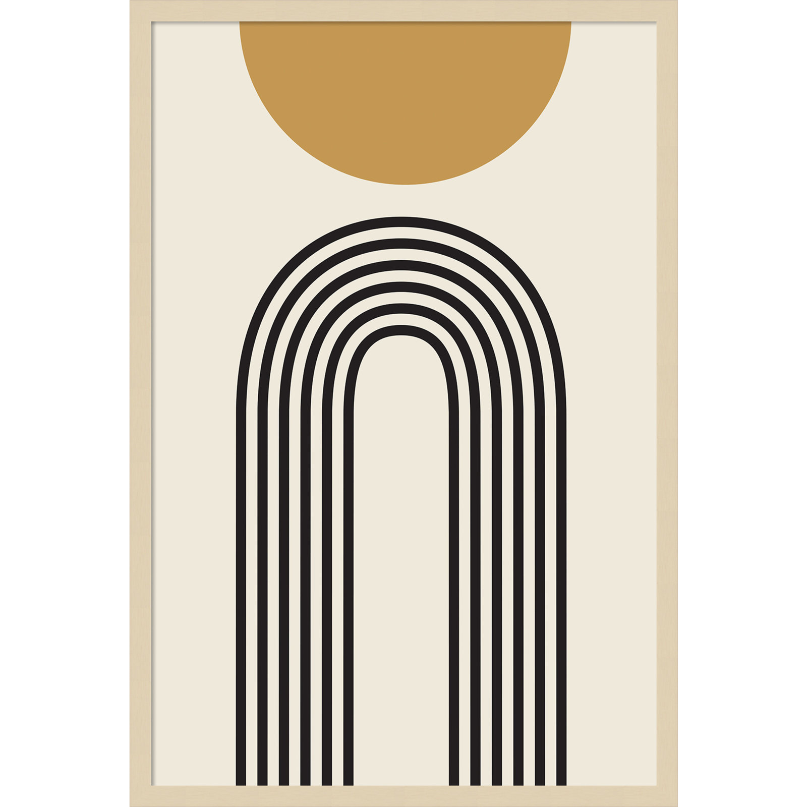 Retro Mountain Sunrise Print, 34.25" H x 23.25" W x 0.88" D, Brown