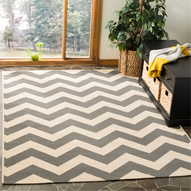 Camellia Hooked Grey/Beige Rug Indoor/Outdoor Rug, Rectangle 201 x 290 cm