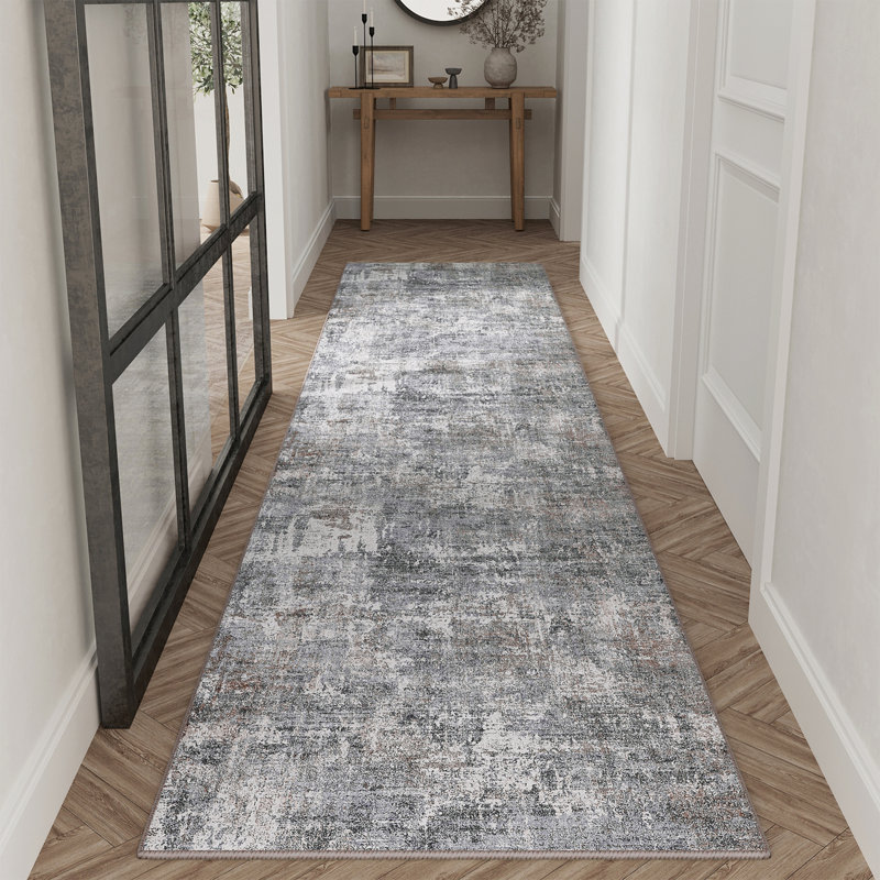 Sarah Machine Washable Abstract Area Rug with Non-Slip Backing, Runner 2' x 8'