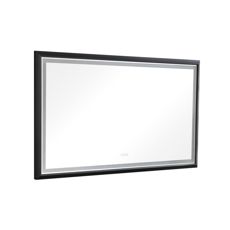 LED Bathroom Mirror with Front-lit, 3 Colors Temperature & Dimmable Light, Matte Black, 88" x 38"