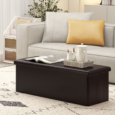 Repose-pieds de rangement rectangulaire en similicuir Luyster