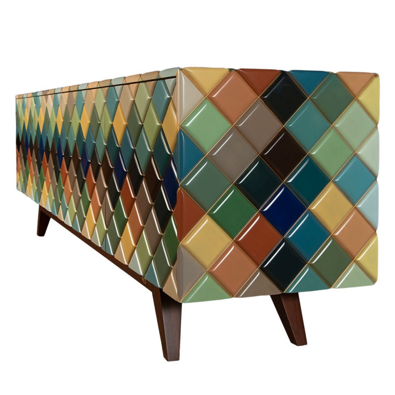 Sideboard 81'' Solid Wood Sideboard, Opaque Color